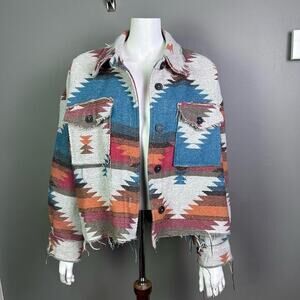 WKND Wanderlust shirt shacket small Southwestern blanket oversized cropped multi